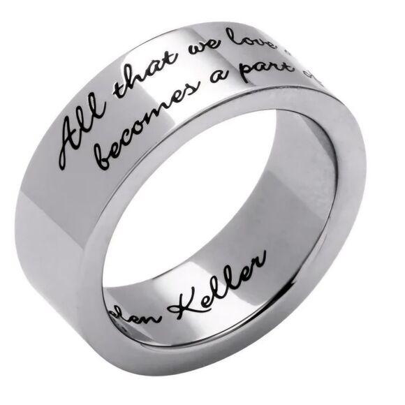 Helen Keller Silver Tone "All that we love deeply becomes a part of us" Ring (6) - Picture 1 of 7